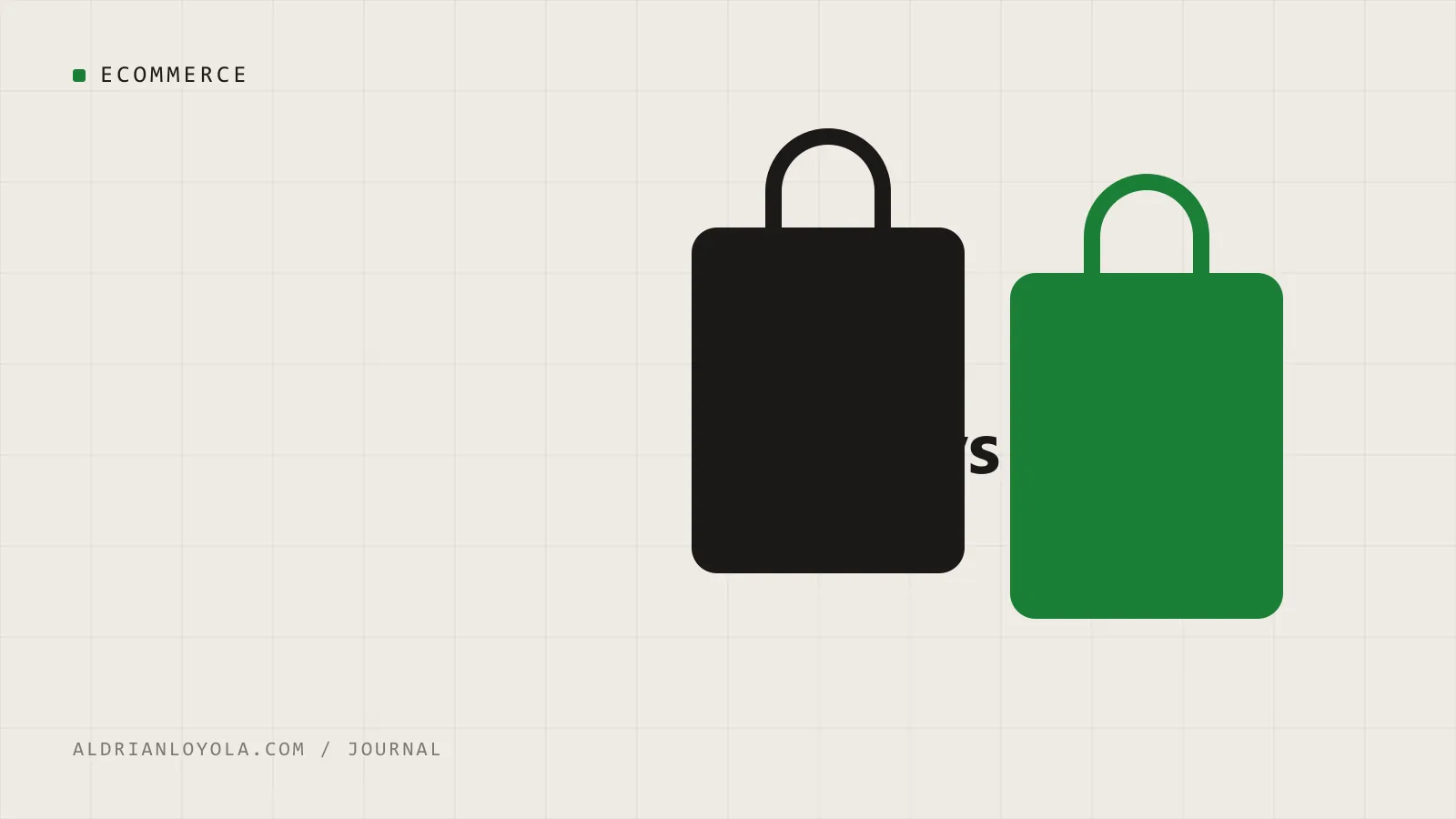 Abstract illustration of two shopping bags side by side