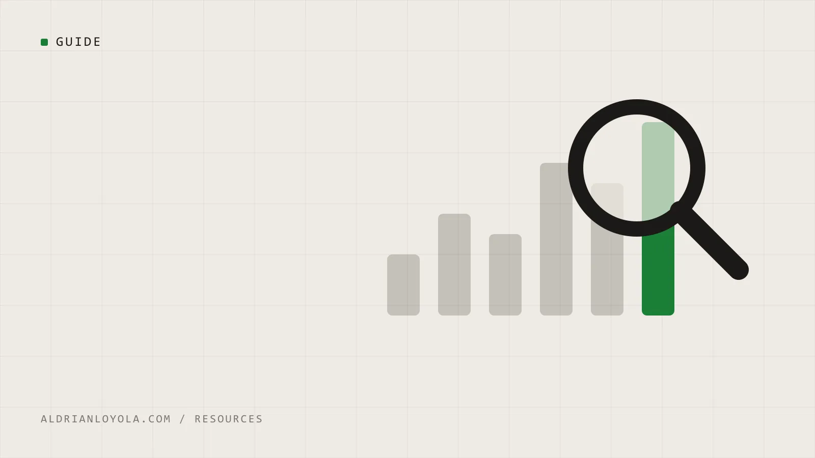 Abstract illustration of a magnifying glass over a bar chart
