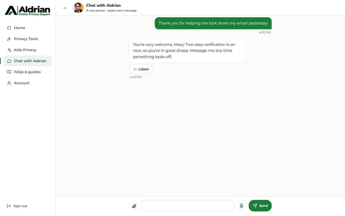 Chat with Aldrian, a real person